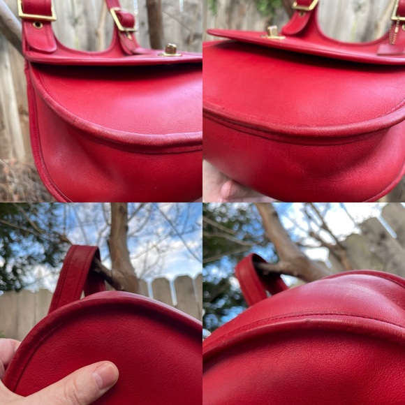 Stunning Vintage Coach Red Leather Crescent Bag, Brass Hardware Sold elsewhere - Picture 7 of 16
